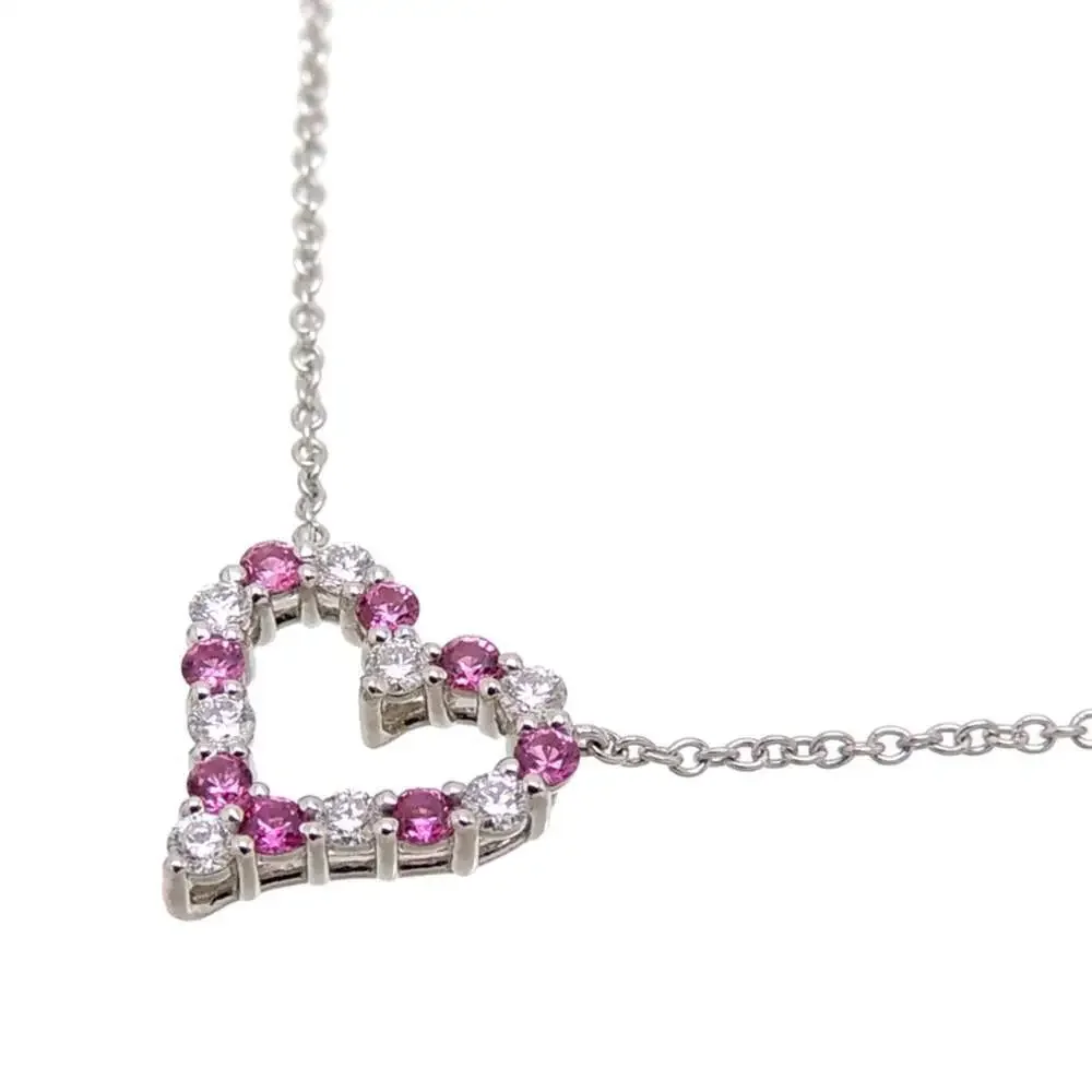 TIFFANY Silver Diamond Heart Necklace